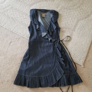 Denim Ruffle Wrap Around Tunic/Dress